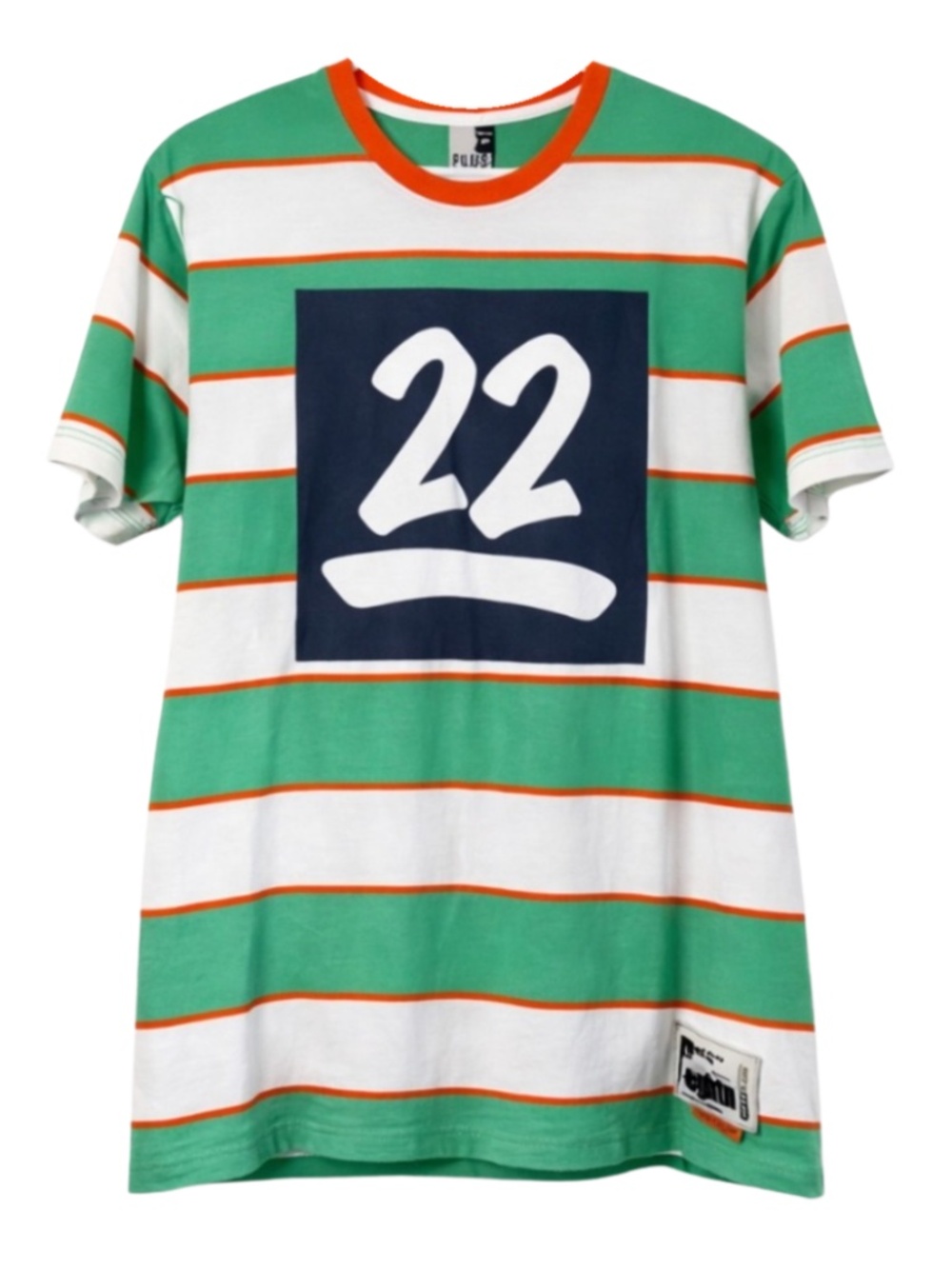 4/$20➡️ Plus Eighteen Green & White Stripe Tee Orange Accent – Size XXL Like New